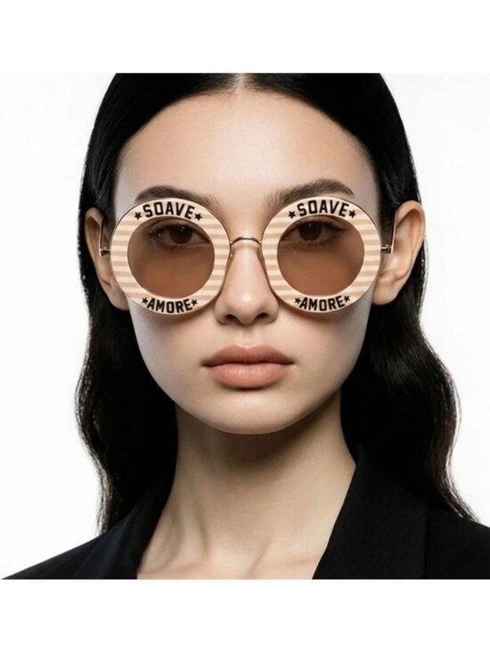 New Authentic Gucci Striped Beige Sunglasses GG0113s 009 main image 4
